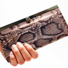 Snake Skin Clutch Wallet - Brown