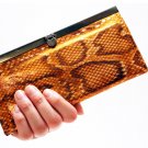 Snake Skin Clutch Wallet - Orange