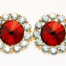 Assorted Faceted Colored Earrings - Ruby Red/Gold