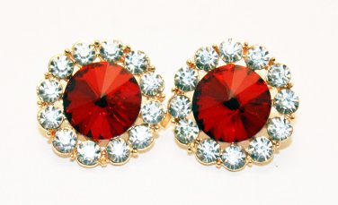Assorted Faceted Colored Earrings - Ruby Red/Gold