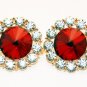 Assorted Faceted Colored Earrings - Ruby Red/Gold