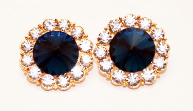 Assorted Faceted Colored Earrings - Sapphire Blue/Gold