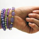 FASHION JEWELRY MULTI LINE FACETED BEADS - Purple