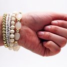 FASHION JEWELRY MULTI LINE FACETED BEADS - Cream
