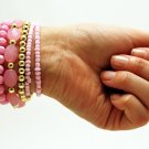 FASHION JEWELRY MULTI LINE FACETED BEADS - Pink