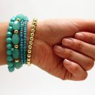 FASHION JEWELRY MULTI LINE FACETED BEADS - Aqua