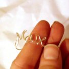 Personalized Name Ring Sterling Silver Wire Word Art Adjustable