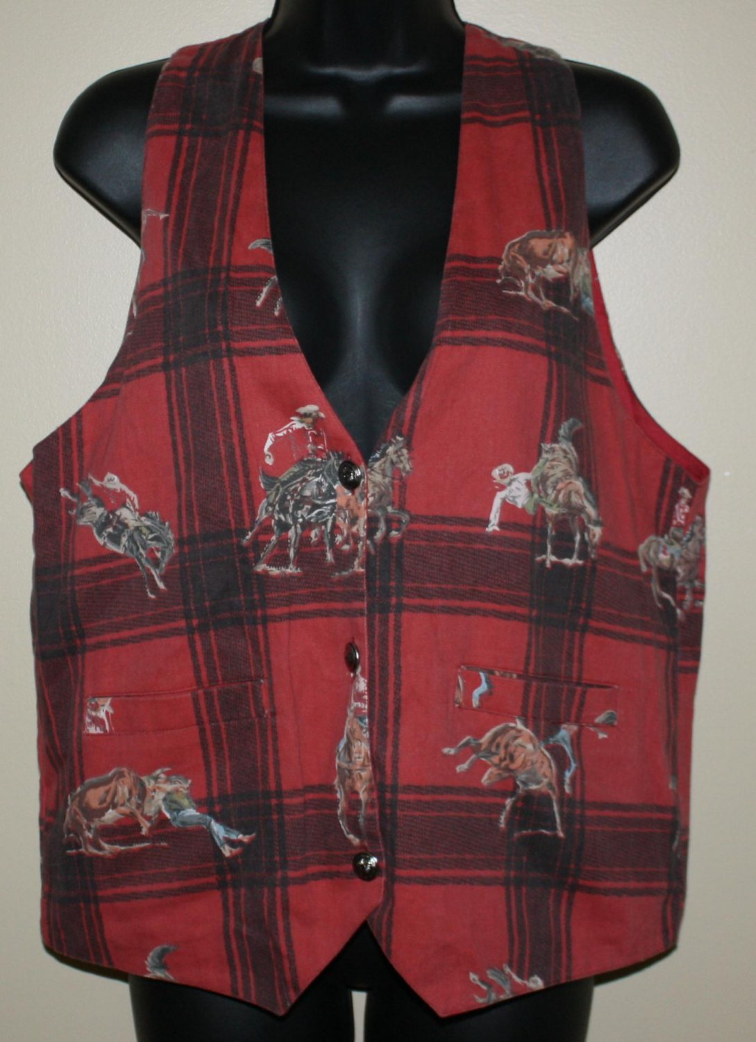 Vintage Red Rodeo Horse Vest M At Last Sportswear Co