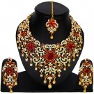 American Diamond Jewelry Flower Inspired Attractive Princess Style Necklace Earrings Maroon Color