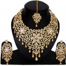 American Diamond Jewelry Flower Inspired Attractive Princess Style Necklace Earrings Set White Color