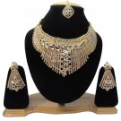 American Diamond Inspired Jewelry Attractive Princess Necklace Earrings and Mangtika Set White Color