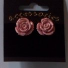 Kitsch Plastic Pink Rosebud Stud Earrings NEW