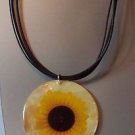 Round Floral Boho Style Necklace Choker On Leather Thong Design2 NEW