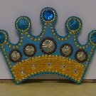 Blue Royal Crown Sew On Patch With Little Blue Gem