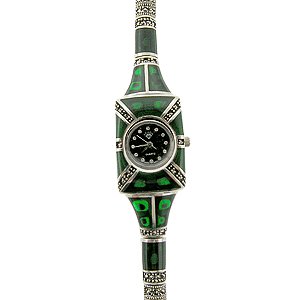 925 Sterling Silver With Natural Green Aventurine With Marcasite Women ...