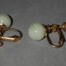 Green dots on white Balls Marvella  VINTAGE Earrings