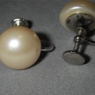 White Pearl fake  screw back VINTAGE Earrings