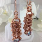Kings Chainmaille Chain Mail Earrings Copper with Blue Purple Seed Beads
