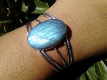 Silver Labradorite cuff bracelet boho bohemian gemstone ladies juniors