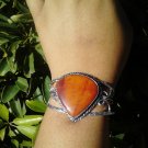 Silver Mookite Cuff Gemstone bracelet boho bohemain ladies juniors  orange red