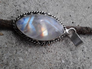 sterling silver rainbow moonstone pendant gemstone necklace boho bohemian gypsy ladies girls juniors
