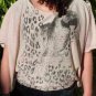 Metallic Parrot Top Beige shirt  juniors boho bohemian medium m
