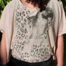 Metallic Parrot Top Beige shirt ladies juniors small s