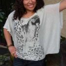 white Metallic Parrot Top white  medium m