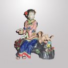 Handmade Ceramic Lady Playing with Squirrel