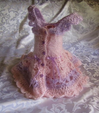 Hand Knit Crochet Combination Baby Princess Dress - Made to Order