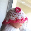 White and Your Choice color Crochet Summer Hat 0-12 months - Made to Order Fast