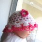White and Your Choice color Crochet Summer Hat 0-12 months - Made to Order Fast