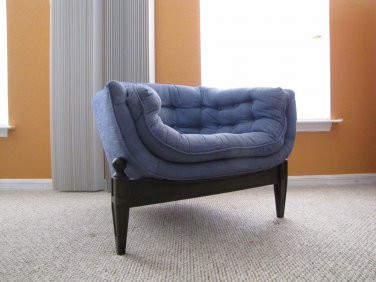 RARE Unusual 1960s Three Legged Tufted Tub or bucket Chair - Super Comfortable and Unique