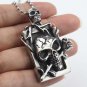 Men's Heavy Skull Rose Biker Stainless Steel Pendant With Chain Necklace