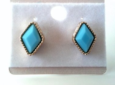 Light Blue diamond-shaped stud earrings