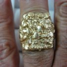 14K Solid Yellow Gold Nugget Ring , New