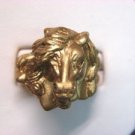 14K Solid Yellow Gold Horse Head Ring, NEW