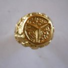 14k Nugget Mercedes Logo  Ring Yellow Gold Solid, NEW  NR