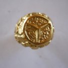 14k Nugget Mercedes Logo  Ring Yellow Gold Solid, NEW