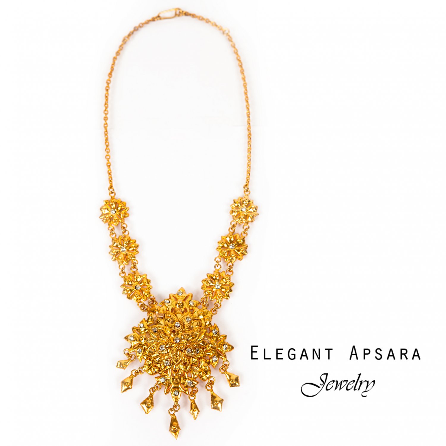 Khmer Cambodian Gold Necklace and earrings Khmer Traditional Dance Wedding