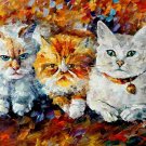 KITTENS -  Original Oil Painting On Canvas By Leonid Afremov -  Size 24"x 36"