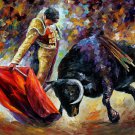 CORRIDA - DANGEROUS OPPONENT -  Original Oil Painting On Canvas By Leonid Afremov -  Size 30"x 40"