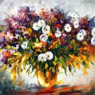 LILAC AND CAMOMILES -  Original Oil Painting On Canvas By Leonid Afremov -  Size 30"x 40"