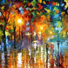 UNEXPECTED MEETING -  Original Oil Painting On Canvas By Leonid Afremov -  Size 36"x 20"