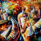BOTTLE  JAZZ -  Original Oil Painting On Canvas By Leonid Afremov -  Size 40"x 30"