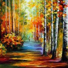 FOREST ROAD -  Original Oil Painting On Canvas By Leonid Afremov -  Size 30"x 40"