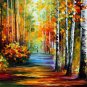 FOREST ROAD -  Original Oil Painting On Canvas By Leonid Afremov -  Size 30"x 40"