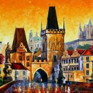 PRAGUE - OLD CITY-  Original Oil Painting On Canvas By Leonid Afremov -  Size 30"x 40"