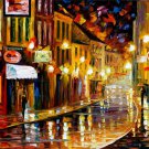 LIGHTS OF THE OLD TOWN -  Original Oil Painting On Canvas By Leonid Afremov -  Size 24"x 40"