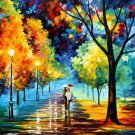 NIGHT ALLEY -  Original Oil Painting On Canvas By Leonid Afremov -  Size 30"x 40"